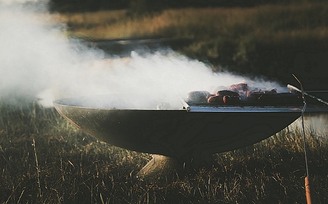 Smoke coming out of a fire pit bowl